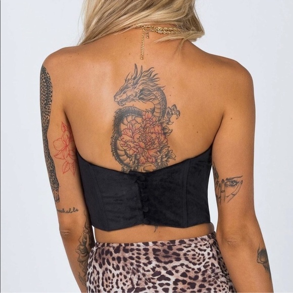 Princess Polly Emilia Velvet Bustier Womens Strapless Cropped Top Black Size 12 - Picture 2 of 10